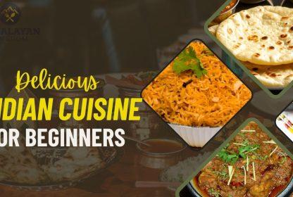 image showing a different indian cuisine with a text "indian cuisine for beginners"
